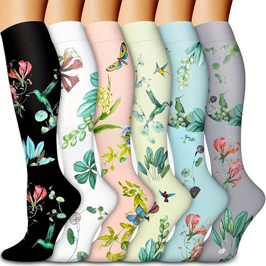 Chaussettes de compression montantes Botanical Bloom (6 paires) - Multicolore - S/M - image 0