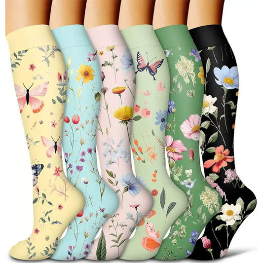 Chaussettes de compression à motif floral Spring Meadow (6 paires) - Multicolore - S/M - image 0