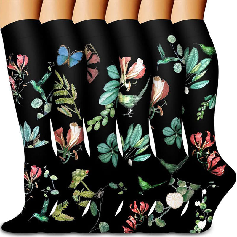 Chaussettes de compression florales Midnight Garden (6 paires) - Multicolore - S/M - image 0