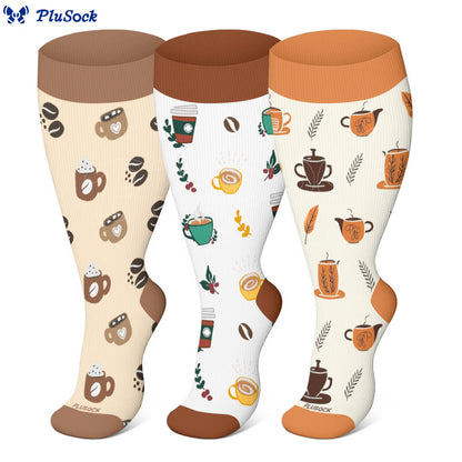 Chaussettes de compression grande taille de la gamme Coffee Series (3 paires) - image 0