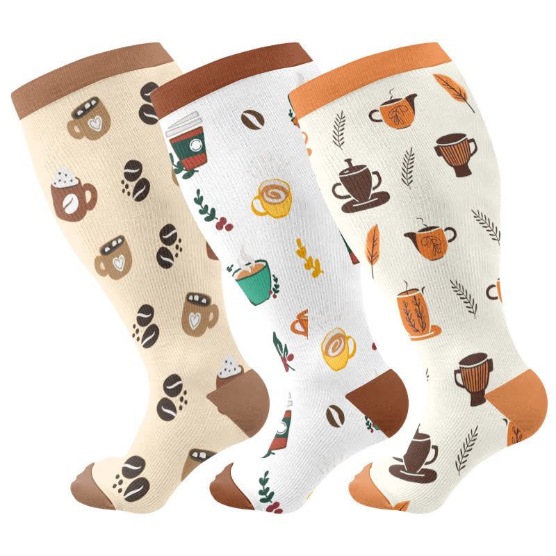 Chaussettes de compression grande taille de la gamme Coffee Series (3 paires) - Multicolore - 4XL - image 1