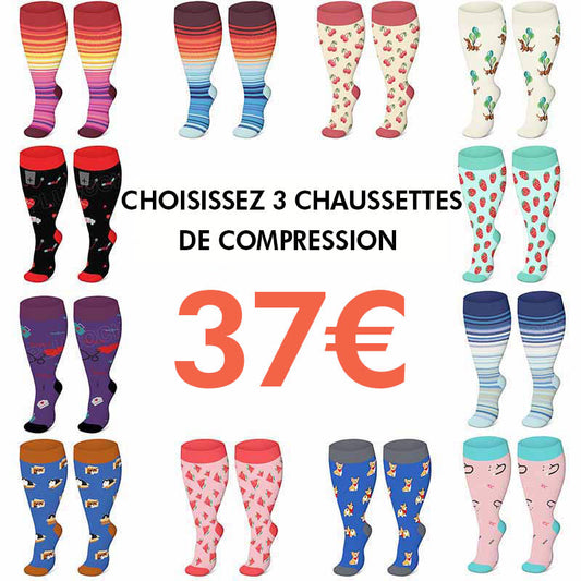 Chaussettes de compression grandes tailles à motifs colorés - image 0