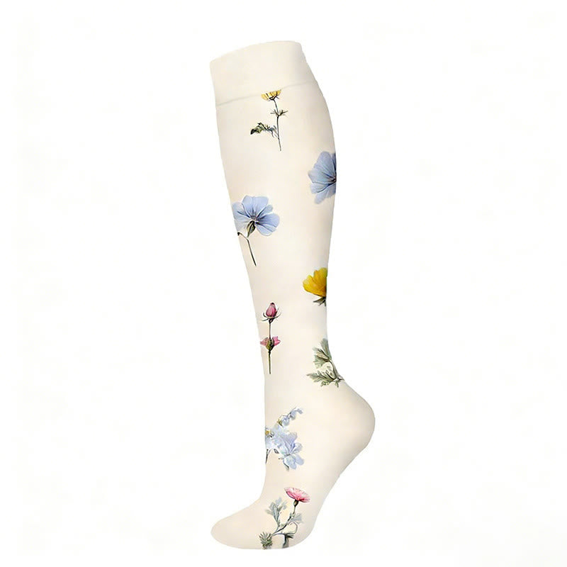 Chaussettes de compression à motif papillon et fleurs (6 paires) - Blanc - S/M - image 4