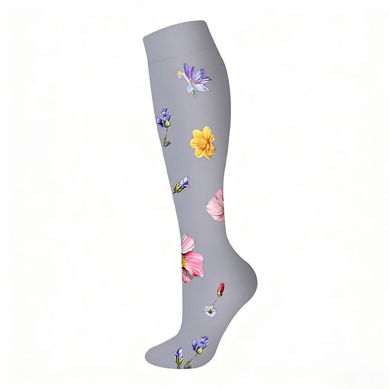 Chaussettes de compression à motif papillon et fleurs (6 paires) - Gris - S/M - image 6