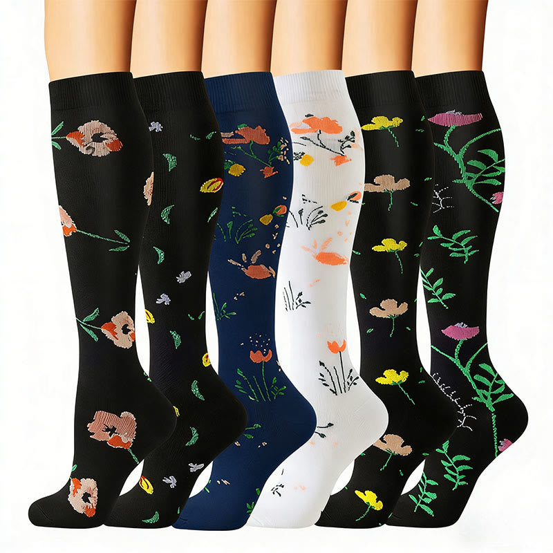 Chaussettes de compression Wildflower (6 paires) - Multicolore - S/M - image 0