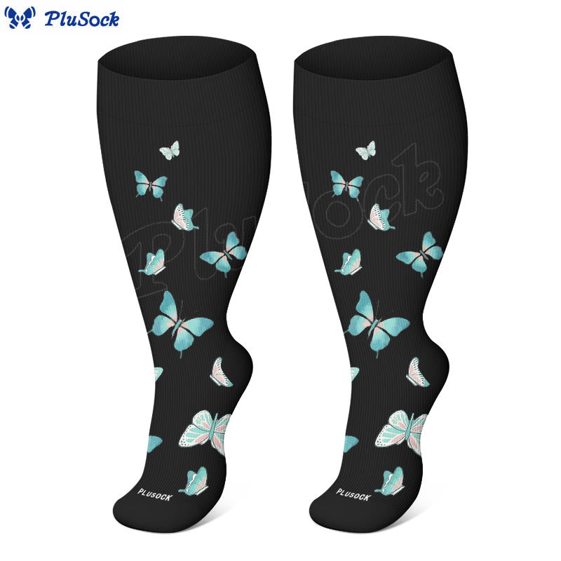 Chaussettes de compression à imprimé papillon grande taille (3 paires) - image 3
