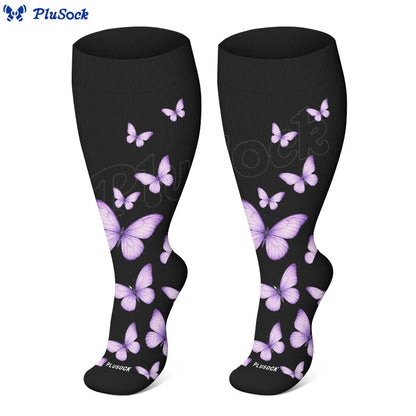 Chaussettes de compression à imprimé papillon grande taille (3 paires) - image 4