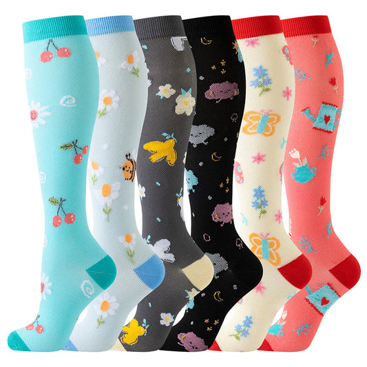 Chaussettes de compression à imprimé floral et animal (6 paires) - Multicolore - S/M - image 0