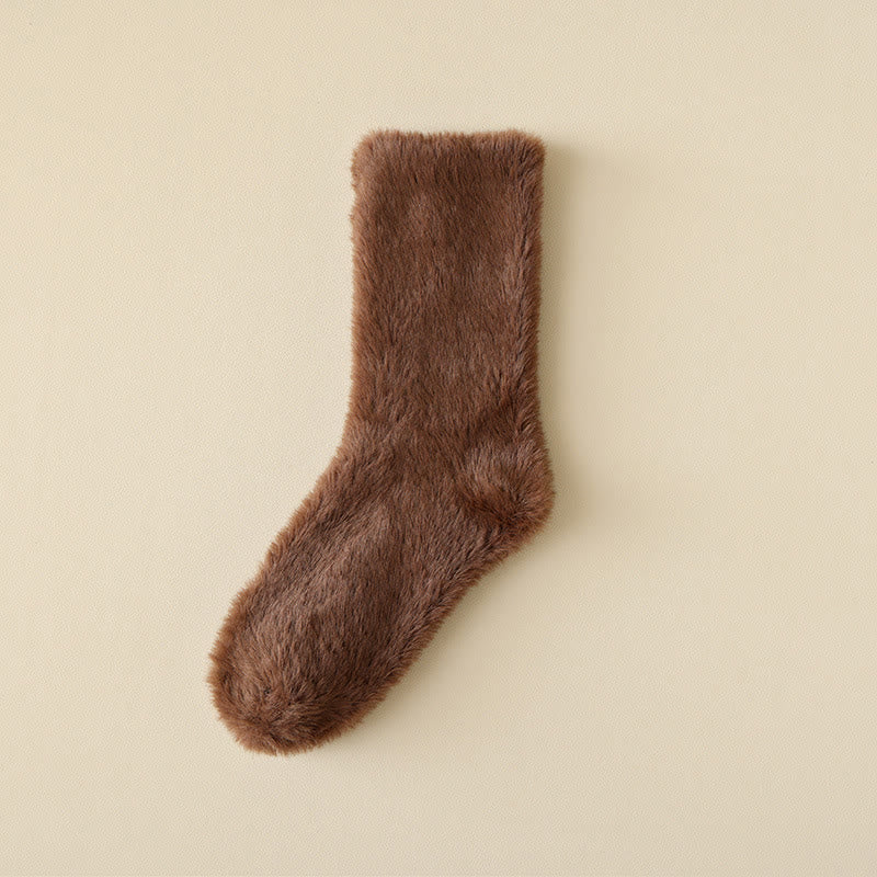 Chaussettes de nuit unies au style polyvalent (3 paires) - Café - EU36-43(US3-9) - image 15