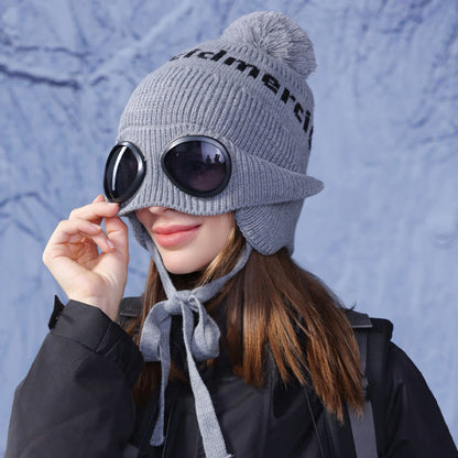 Bonnet chaud coupe-vent avec lunettes de protection - image 1