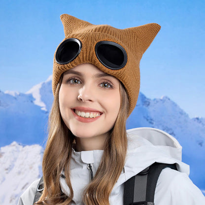 Bonnet tricoté à oreilles de chat avec lunettes - image 9