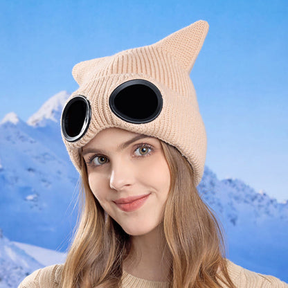 Bonnet tricoté à oreilles de chat avec lunettes - image 10
