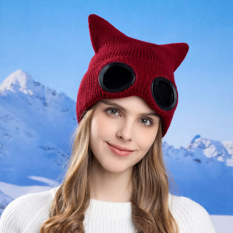 Bonnet tricoté à oreilles de chat avec lunettes - image 11