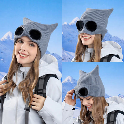 Bonnet tricoté à oreilles de chat avec lunettes - image 12