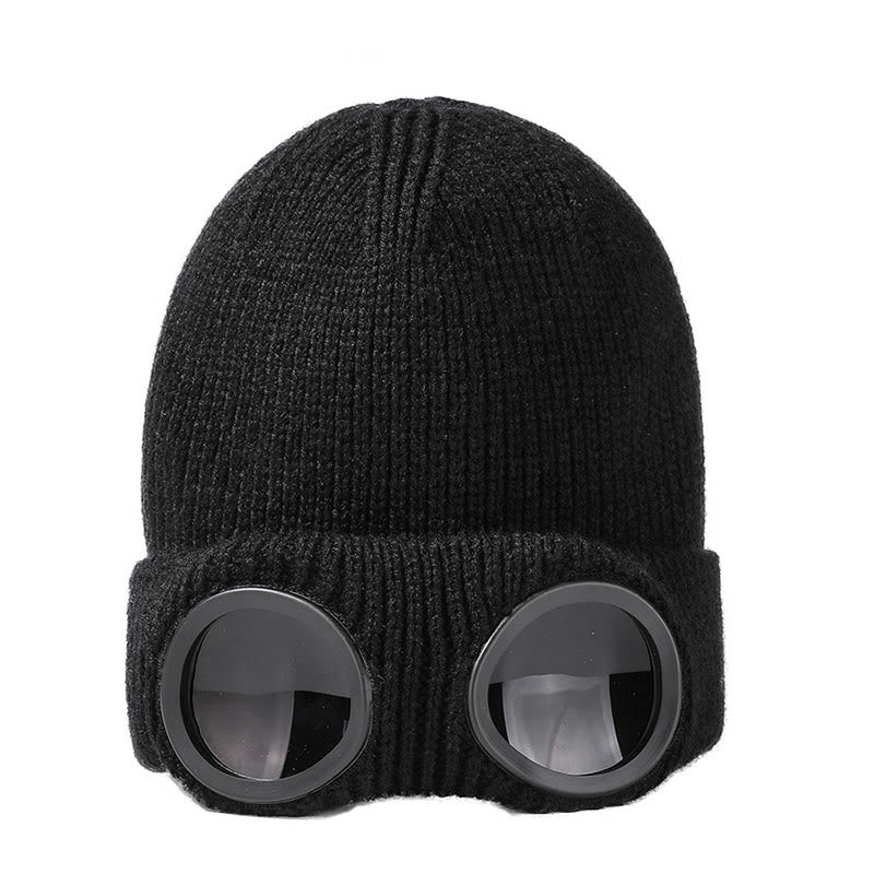 Bonnet chaud avec lunettes de protection - Noir - One Size - image 10