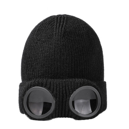 Bonnet chaud avec lunettes de protection - Noir - One Size - image 10