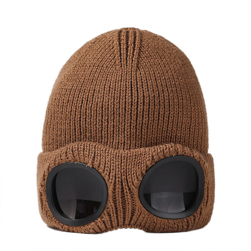 Bonnet chaud avec lunettes de protection - Brun - One Size - image 16
