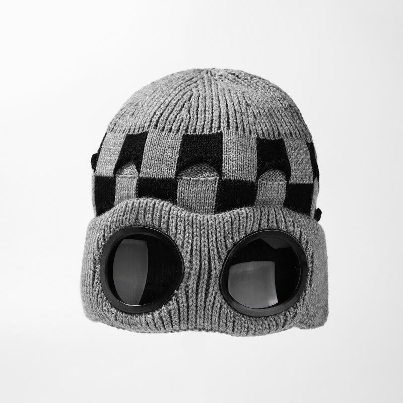 Bonnet souple à grille avec lunettes - Gris - One Size - image 11