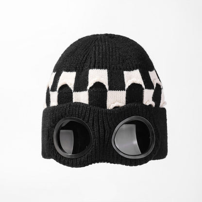 Bonnet souple à grille avec lunettes - Noir - One Size - image 12