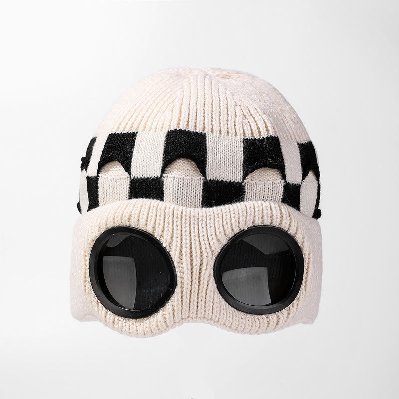 Bonnet souple à grille avec lunettes - Beige - One Size - image 16