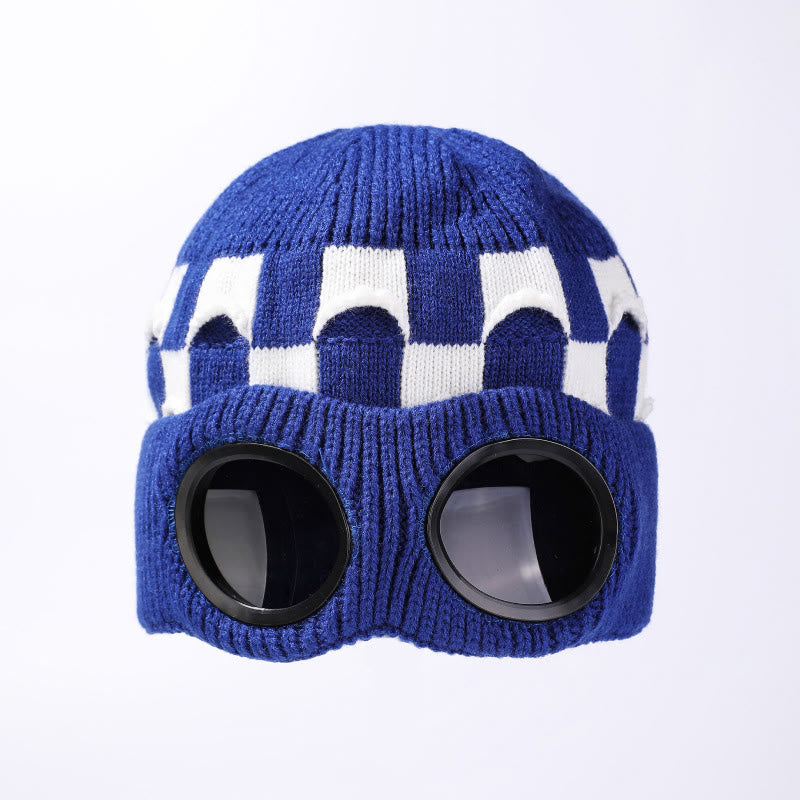 Bonnet souple à grille avec lunettes - Bleu - One Size - image 14