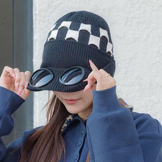 Bonnet souple à grille avec lunettes - image 0