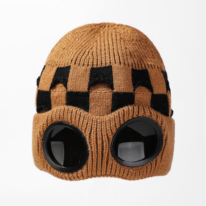 Bonnet souple à grille avec lunettes - Brun - One Size - image 15