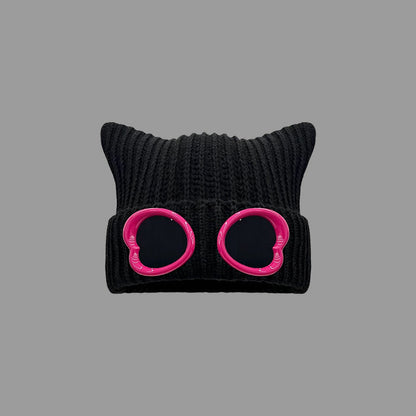 Bonnet à lunettes au design accrocheur - Noir - One Size - image 4