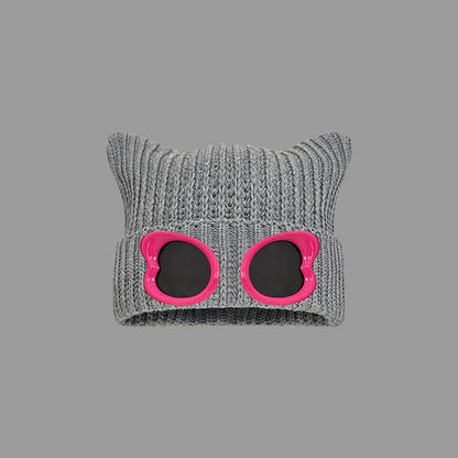Bonnet à lunettes au design accrocheur - Gris - One Size - image 5