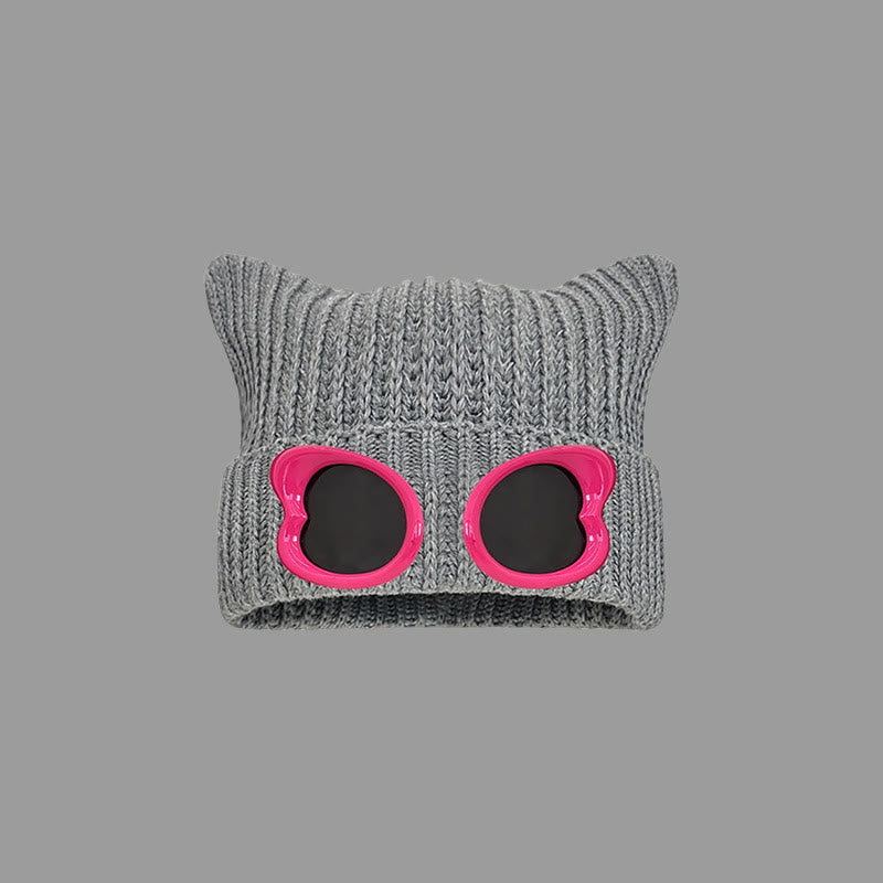 Bonnet à lunettes au design accrocheur - Gris - One Size - image 5