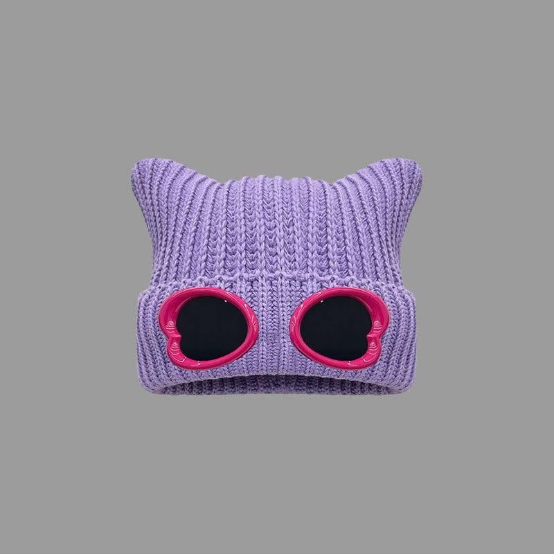 Bonnet à lunettes au design accrocheur - Violet - One Size - image 8