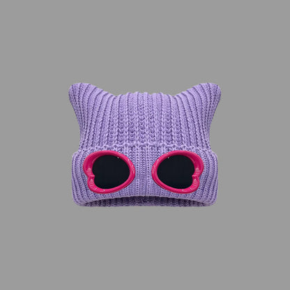 Bonnet à lunettes au design accrocheur - Violet - One Size - image 8