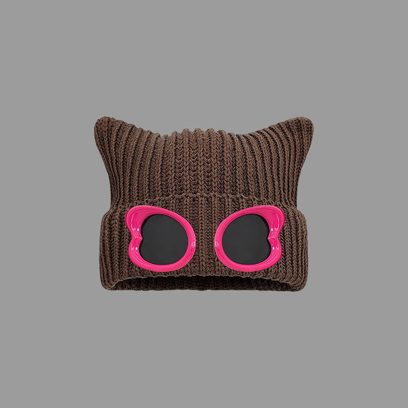Bonnet à lunettes au design accrocheur - Café - One Size - image 7