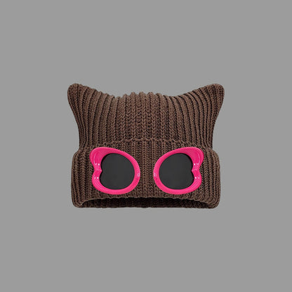 Bonnet à lunettes au design accrocheur - Café - One Size - image 7
