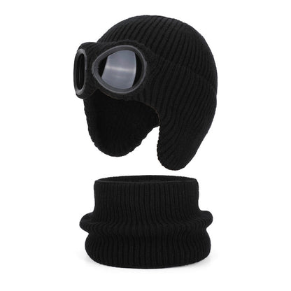 Écharpe unisexe, bonnet et lunettes de protection - Noir - One Size - image 15