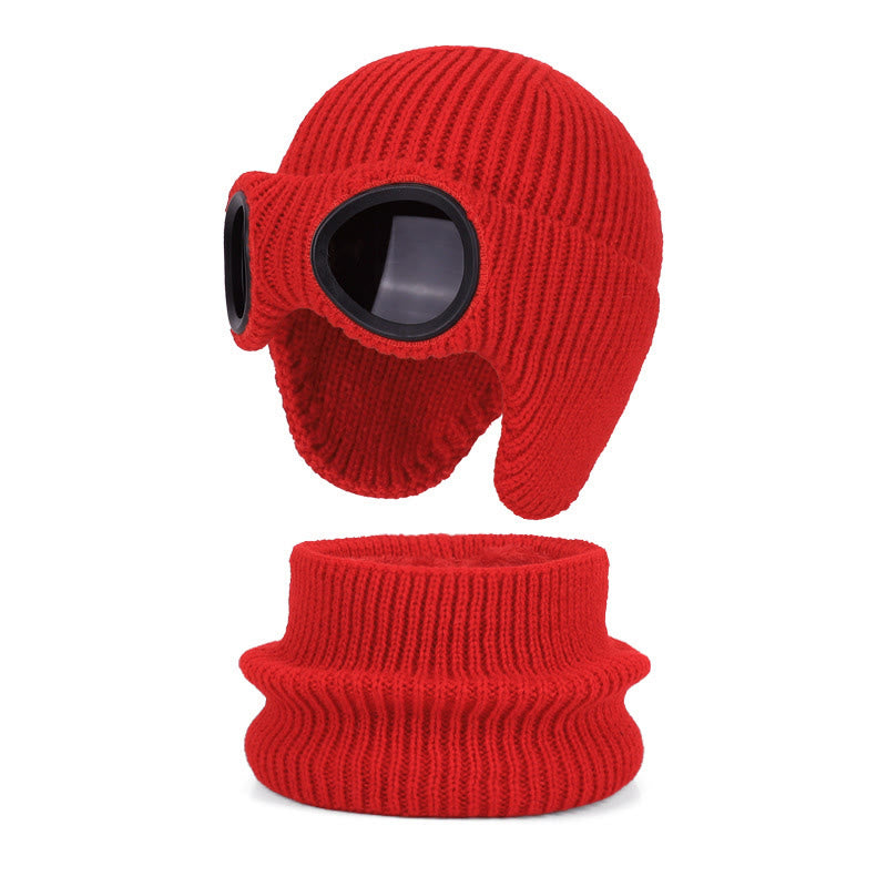 Écharpe unisexe, bonnet et lunettes de protection - Rouge - One Size - image 18