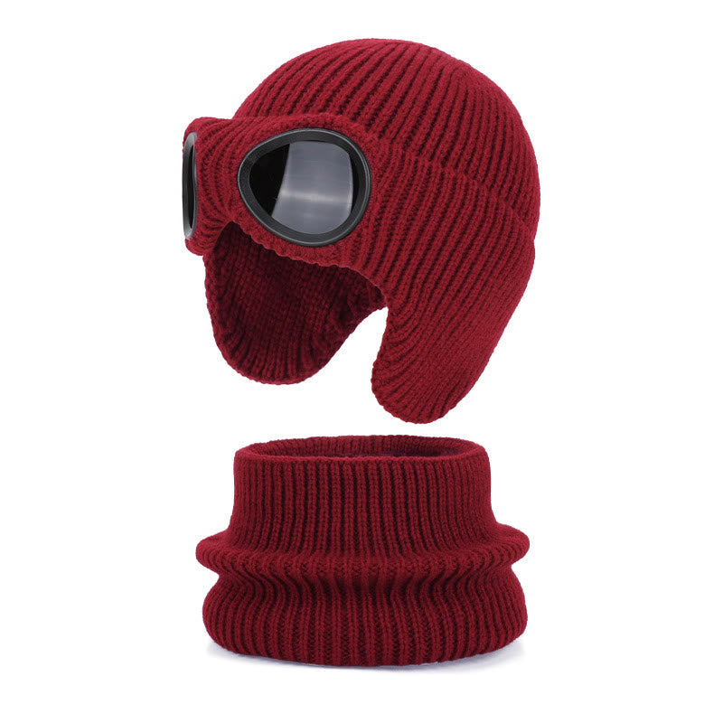 Écharpe unisexe, bonnet et lunettes de protection - Vin - One Size - image 20