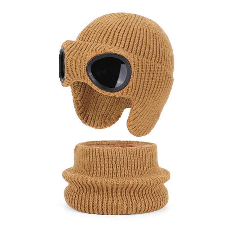 Écharpe unisexe, bonnet et lunettes de protection - Kaki - One Size - image 19