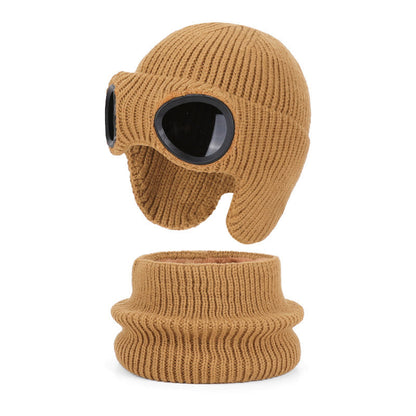 Écharpe unisexe, bonnet et lunettes de protection - Kaki - One Size - image 19