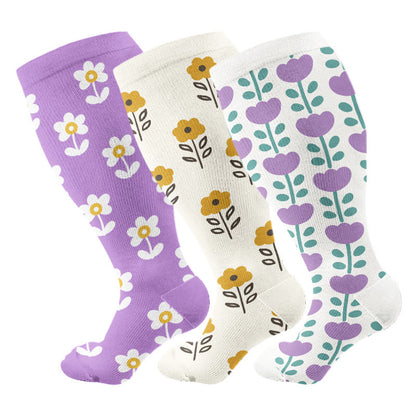 Plusock Chaussettes de compression à motif floral grande taille (3 paires) - Multicolore - 4XL - image 8