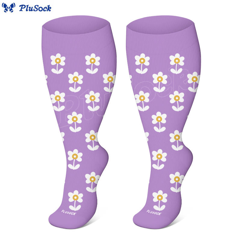 Plusock Chaussettes de compression à motif floral grande taille (3 paires) - image 11