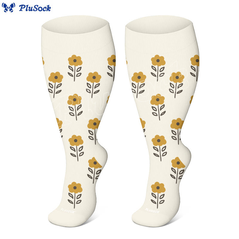 Chaussettes de compression à motif floral grande taille - image 9