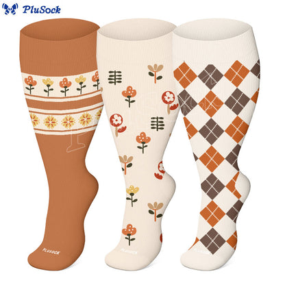 Chaussettes de compression classiques à losanges grandes tailles (3 paires) - image 0