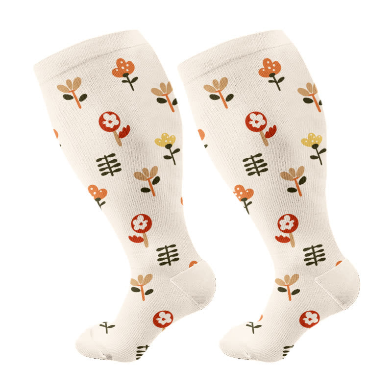 Chaussettes de compression classiques à losanges grandes tailles (3 paires) - Beige (1 paire) - 4XL - image 5
