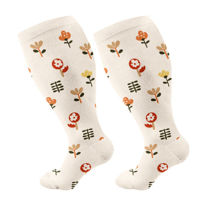 Chaussettes de compression classiques à losanges grandes tailles (3 paires) - Beige (1 paire) - 4XL - image 5