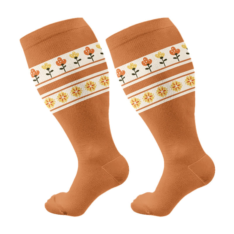 Chaussettes de compression classiques à losanges grandes tailles (3 paires) - Orange (1 paire) - 4XL - image 6