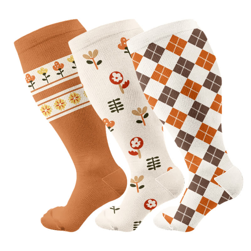 Chaussettes de compression classiques à losanges grandes tailles (3 paires) - Multicolore - 4XL - image 1