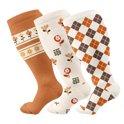 Chaussettes de compression classiques à losanges grandes tailles (3 paires) - Multicolore - 4XL - image 1
