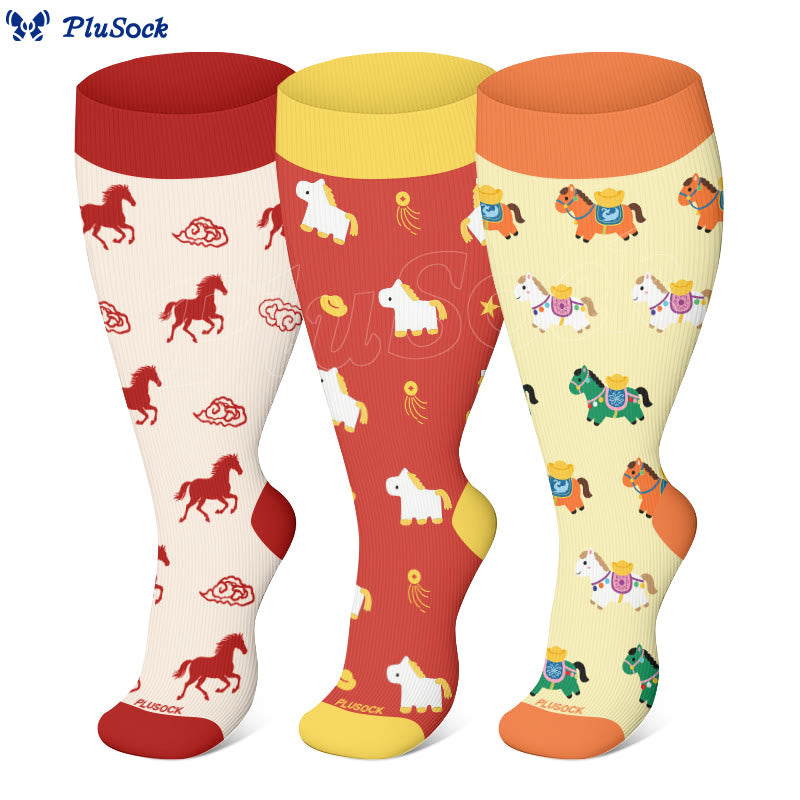Chaussettes de compression Lucky Pony grandes tailles (3 paires) - image 0