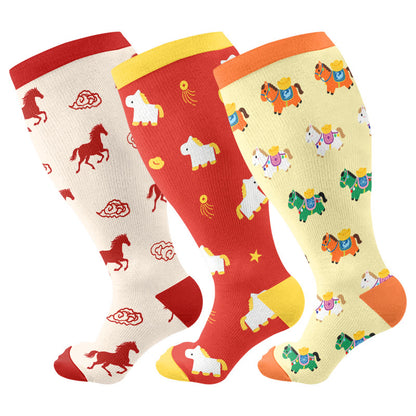Chaussettes de compression Lucky Pony grandes tailles (3 paires) - Multicolore - 4XL - image 1